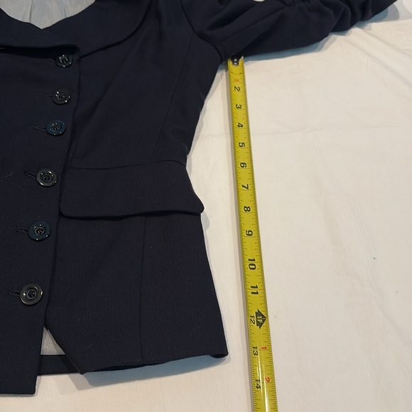 Sine Anthropology Navy Wool Blazer. Cinched Sleeves. Double Breasted. Size 0 - Picture 11 of 12